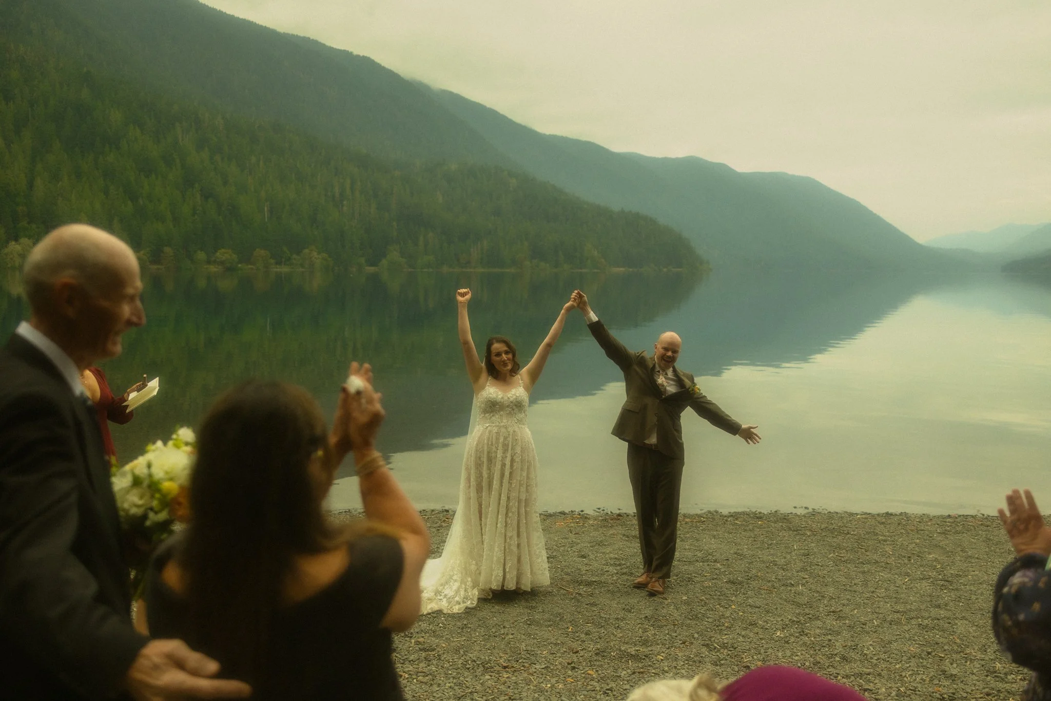 elopement celebration on a lake in Washington