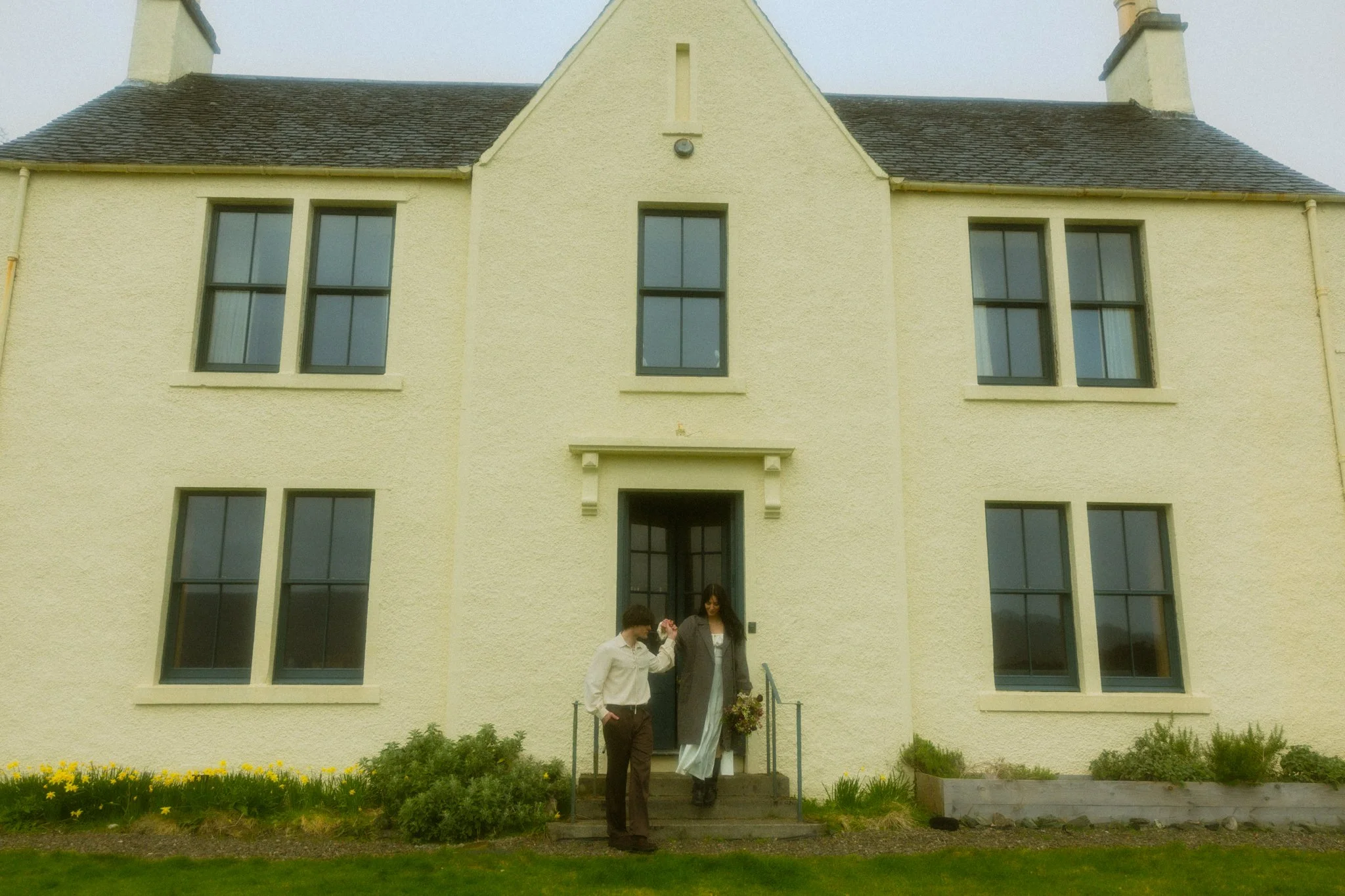 a couple getting married at their Airbnb rental in Scotland