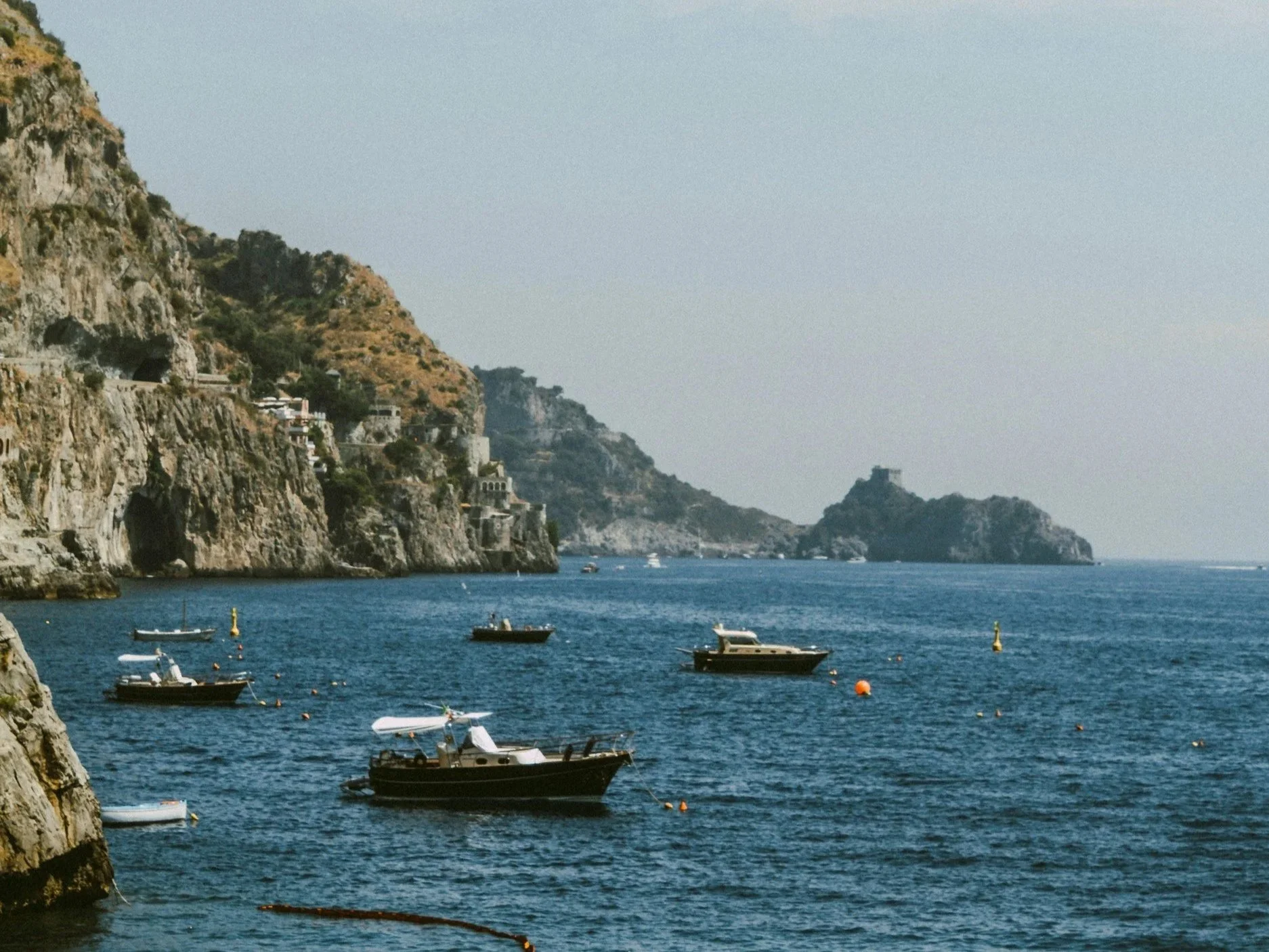 boats floating on the water in Praiano