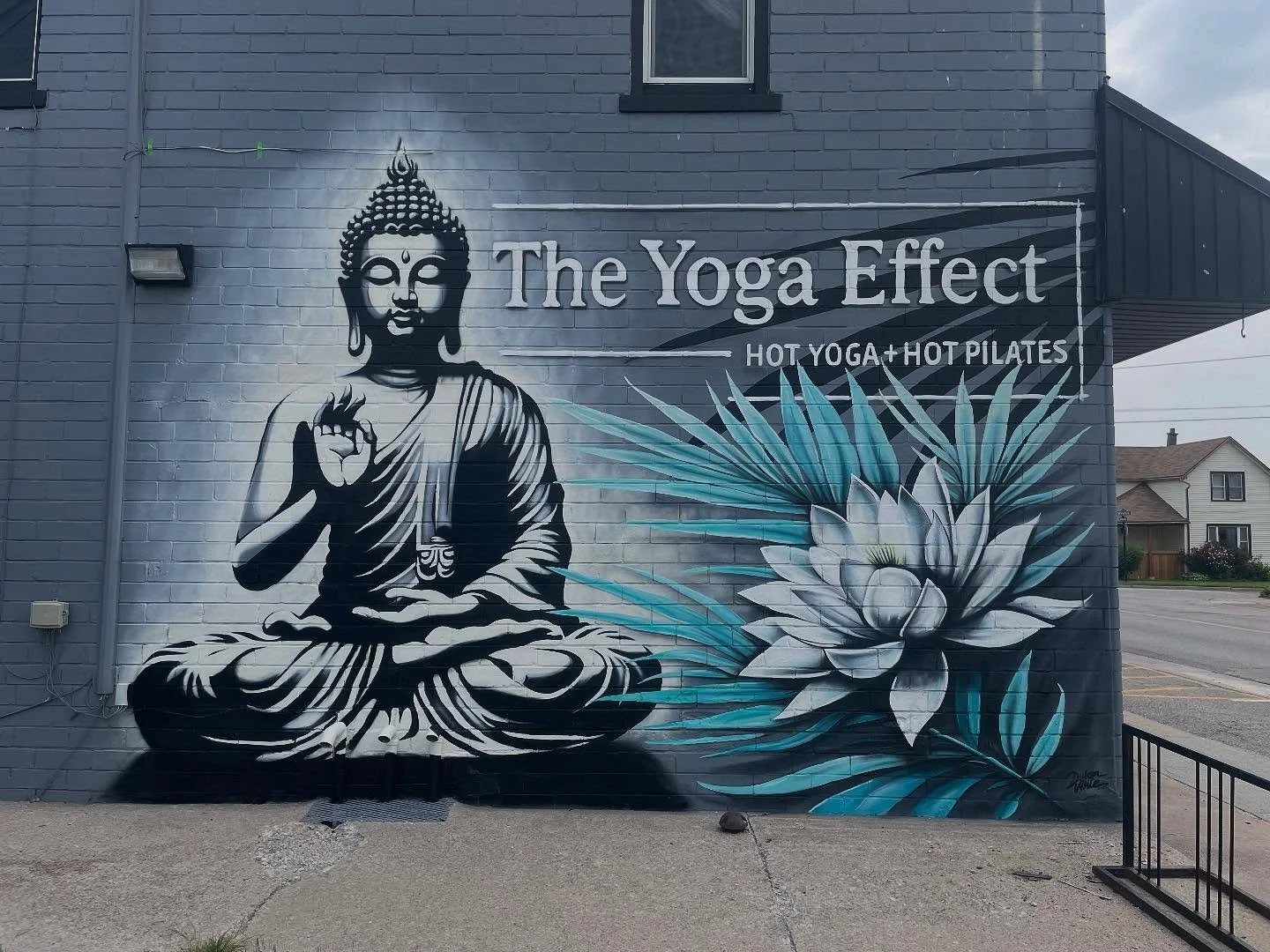 Thank you Tanya and Wayne of #theyogaeffect for adding another mural in Amherstburg! You guys are awesome and i wish you all the best!! Check these guys out June 21st for the grand opening 😁#nationalyogaday #Amherstburgartscene #amherstburg #localar