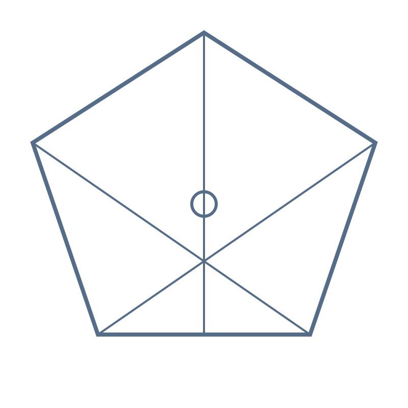 A pentagon-shaped radar chart with five axes labeled 'Strength,' 'Speed,' 'Agility,' 'Stamina,' and 'Flexibility,' with a blue line connecting points on each axis, displaying a five-pointed star pattern inside.