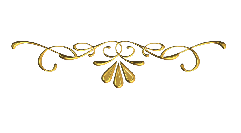 Gold decorative flourish with intricate swirls and curves.