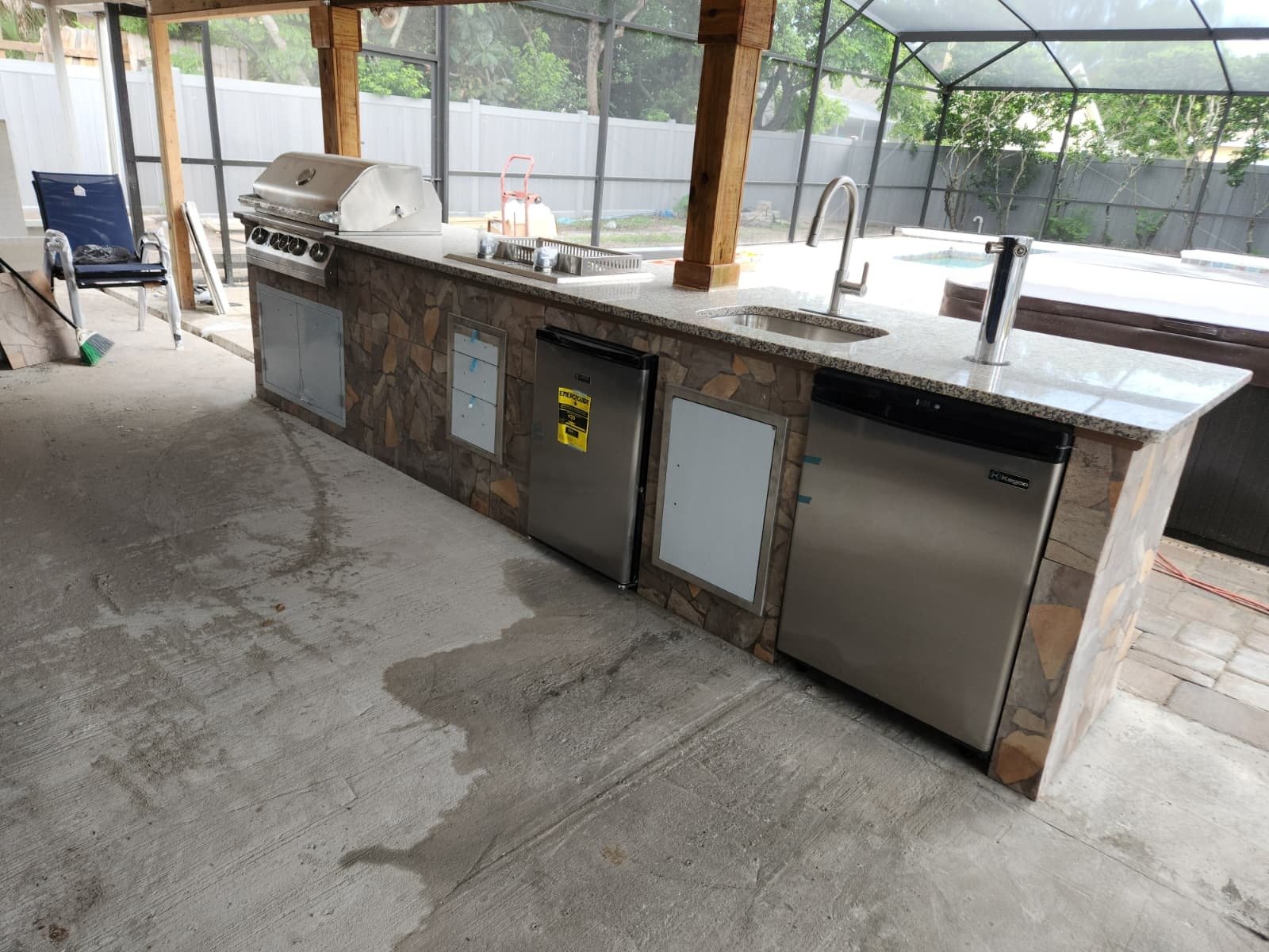 Outdoor Kitchen with Rustic Stone