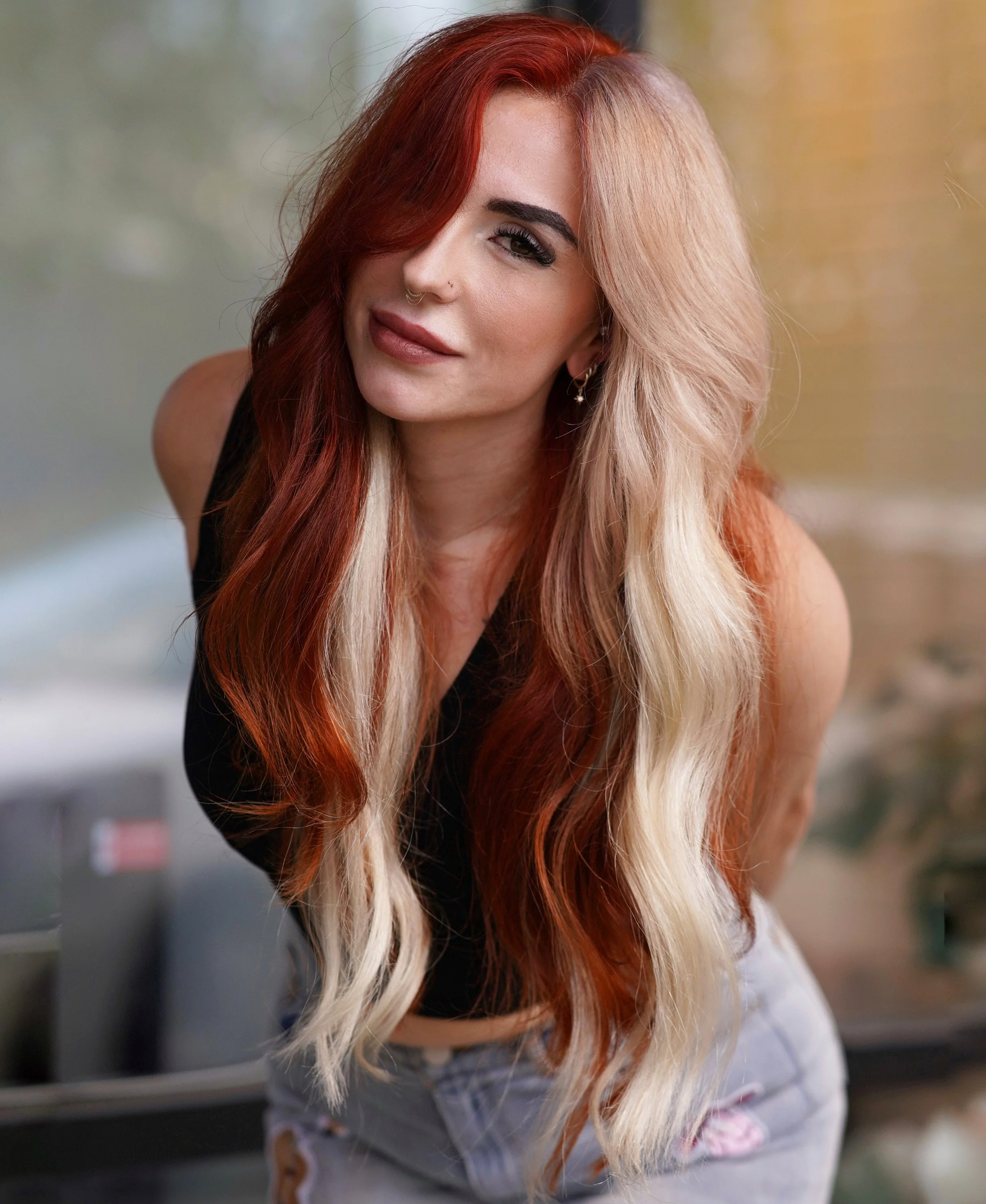 alternative hair coloring, bold hair color, block hair coloring, luxury hair services, modern hair salon in rockville maryland, alternative hair
