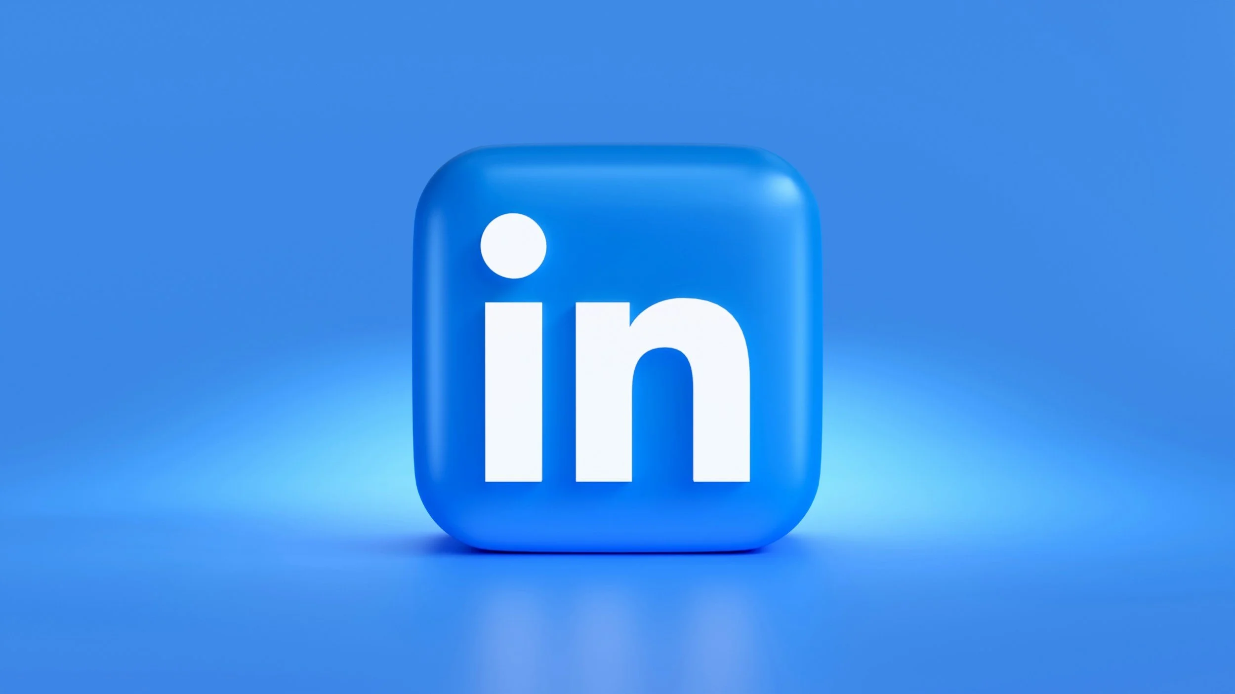 LinkedIn logo on a blue background.