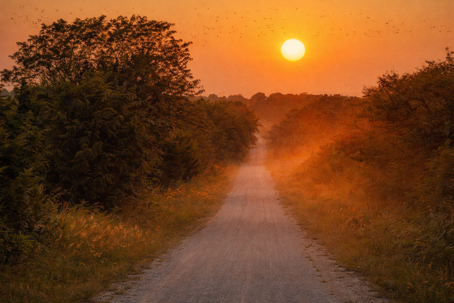 "Drawn to Dusk"
The road leads into the last of the light, pulling everything toward its end. What continues forward does so without the day.