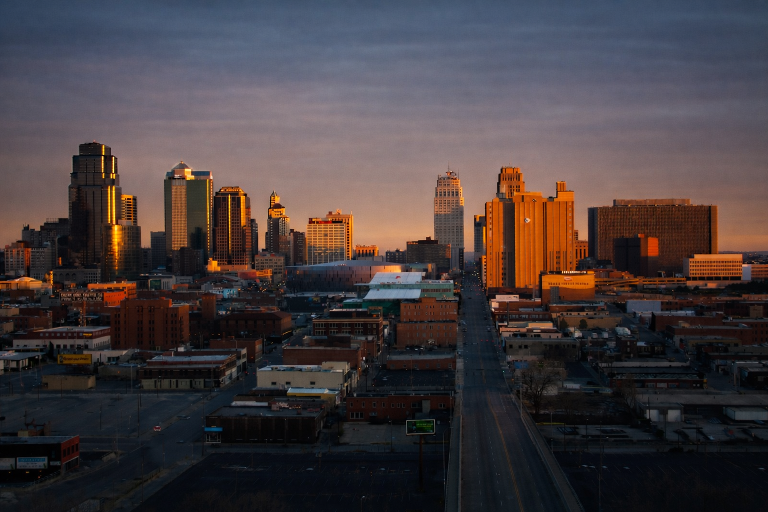 "Last Light on Steel"
The city catches first light, turning structure into warmth. Soon the sun will wash it all away to reveal a new skyline. What we build changes with the day.