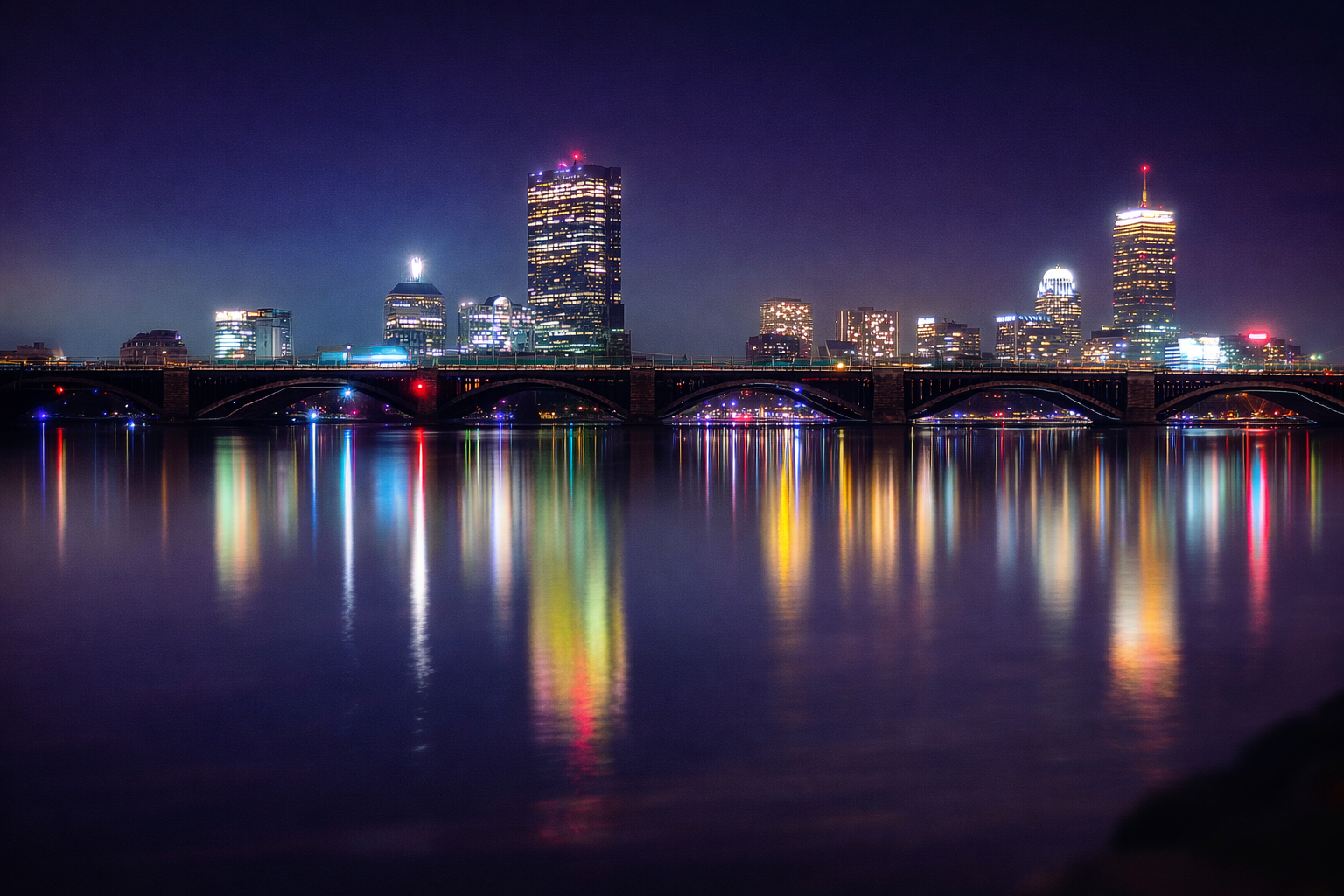 "Light Across Water"
The city reflects itself outward, doubling its presence in the dark. What stands above also lives below.