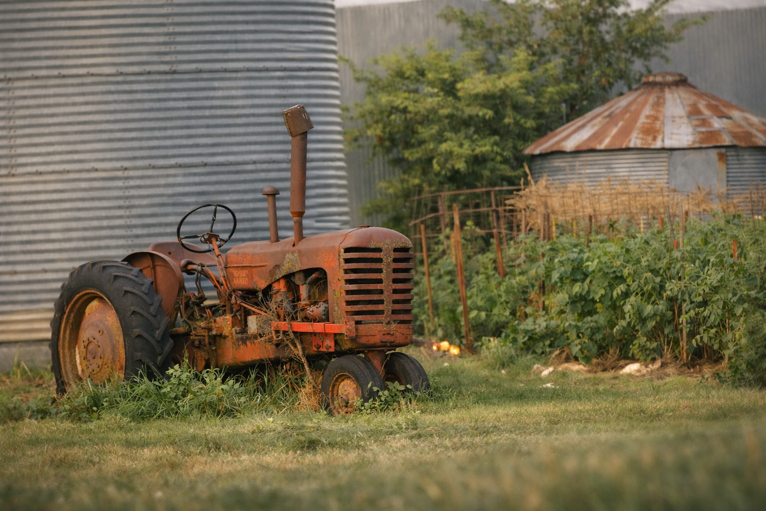 "Fading Work"
The machine stands among growth, slowly giving itself back to the land. Its purpose remains—but only in memory.