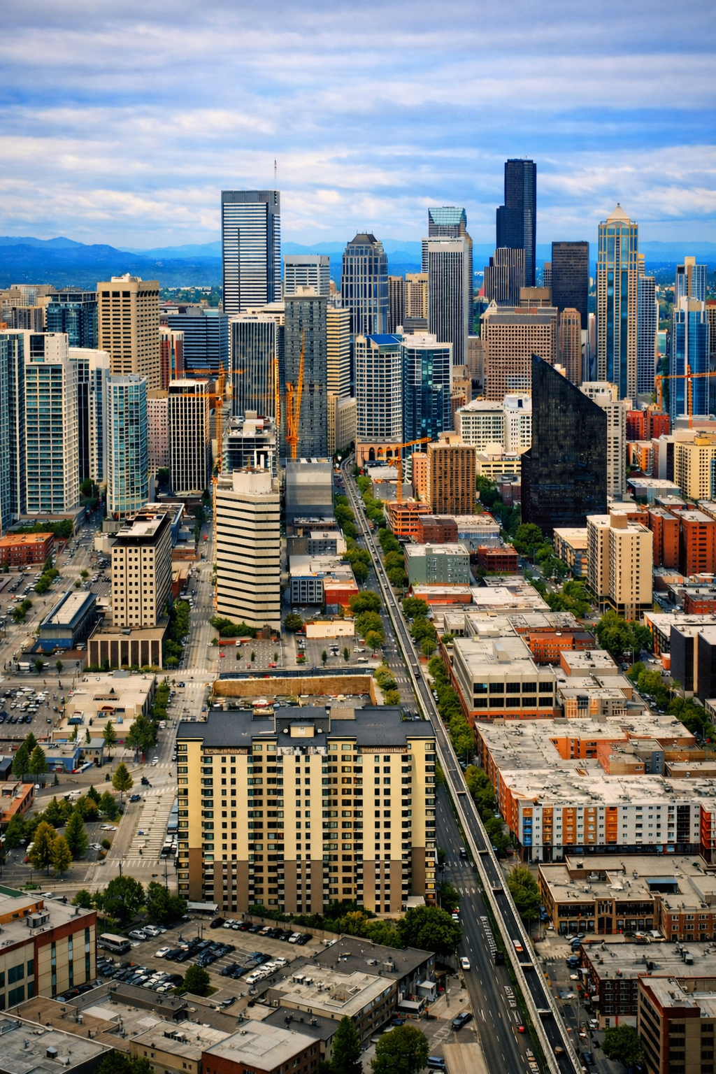 "Lines Through"
The city stretches outward in ordered paths, each line carrying movement through it. Structure becomes direction.
