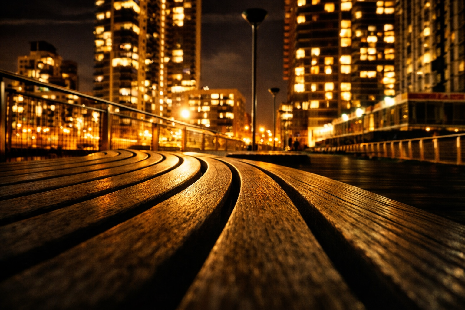 "Between Arrivals"
The benches curve toward a city still in motion, but no one has taken their place. The moment waits, holding space for what comes next.