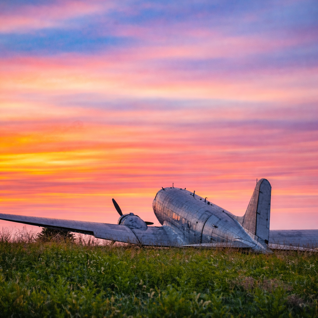 "Grounded Memory"
The aircraft rests where its motion ended, no longer part of the sky it once belonged to. What remains is not the flight—but the memory of it.
