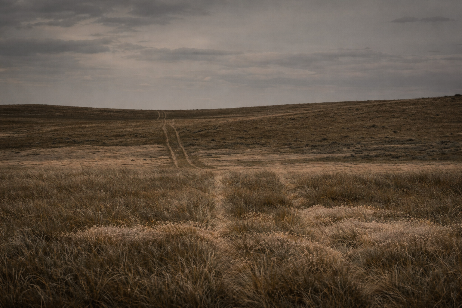 "After the Wind"
Grass settles into a final position, shaped by something no longer there. The land remembers movement, but chooses stillness.