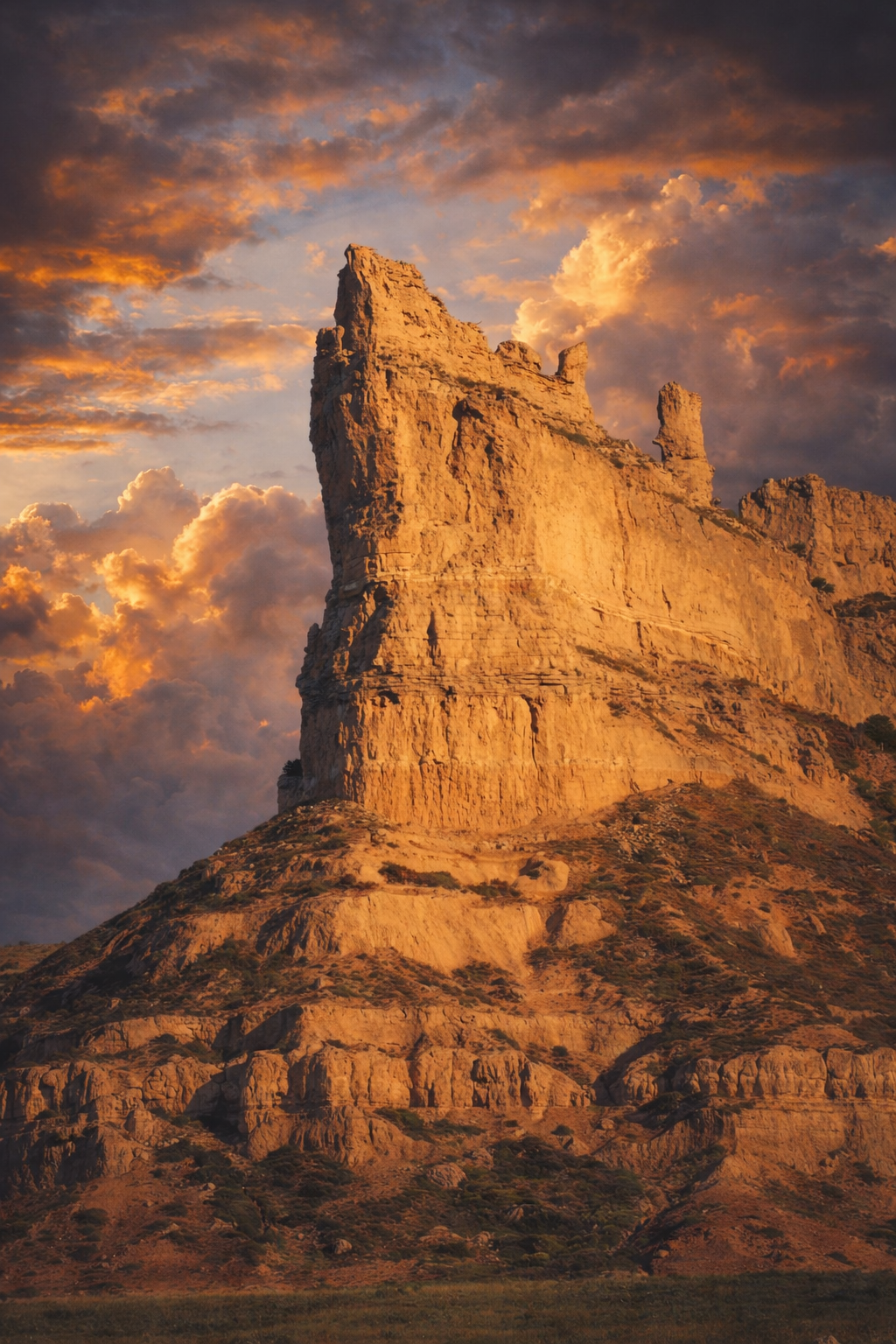 "Standing Apart"
The rock rises alone, separated from the land that formed it. Elevation here is not height—but distinction.