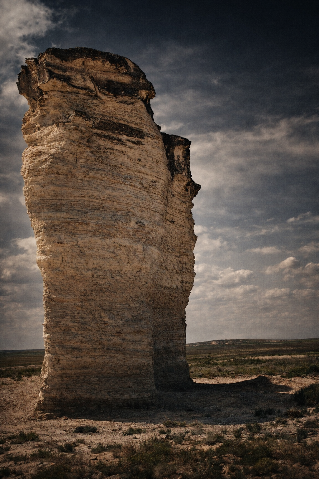 "Standing Through"
The stone rises from the ground, shaped by everything it has endured. What remains is not what began—but what refused to fall.