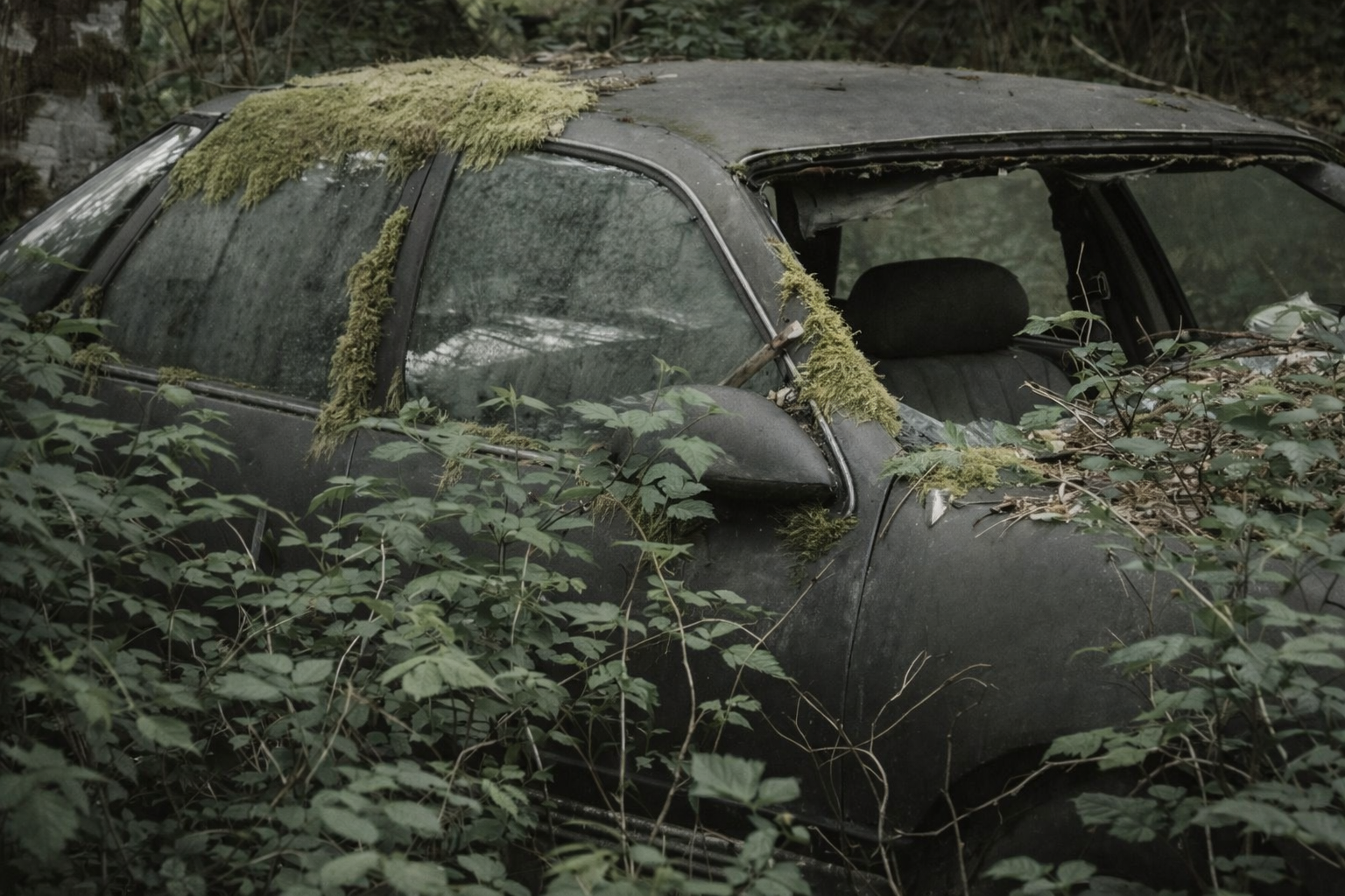 "Taken Back"
The land reclaims what was left behind, slowly and without force. What was built becomes part of what grows.