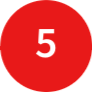 Red circular sign with the number five in white
