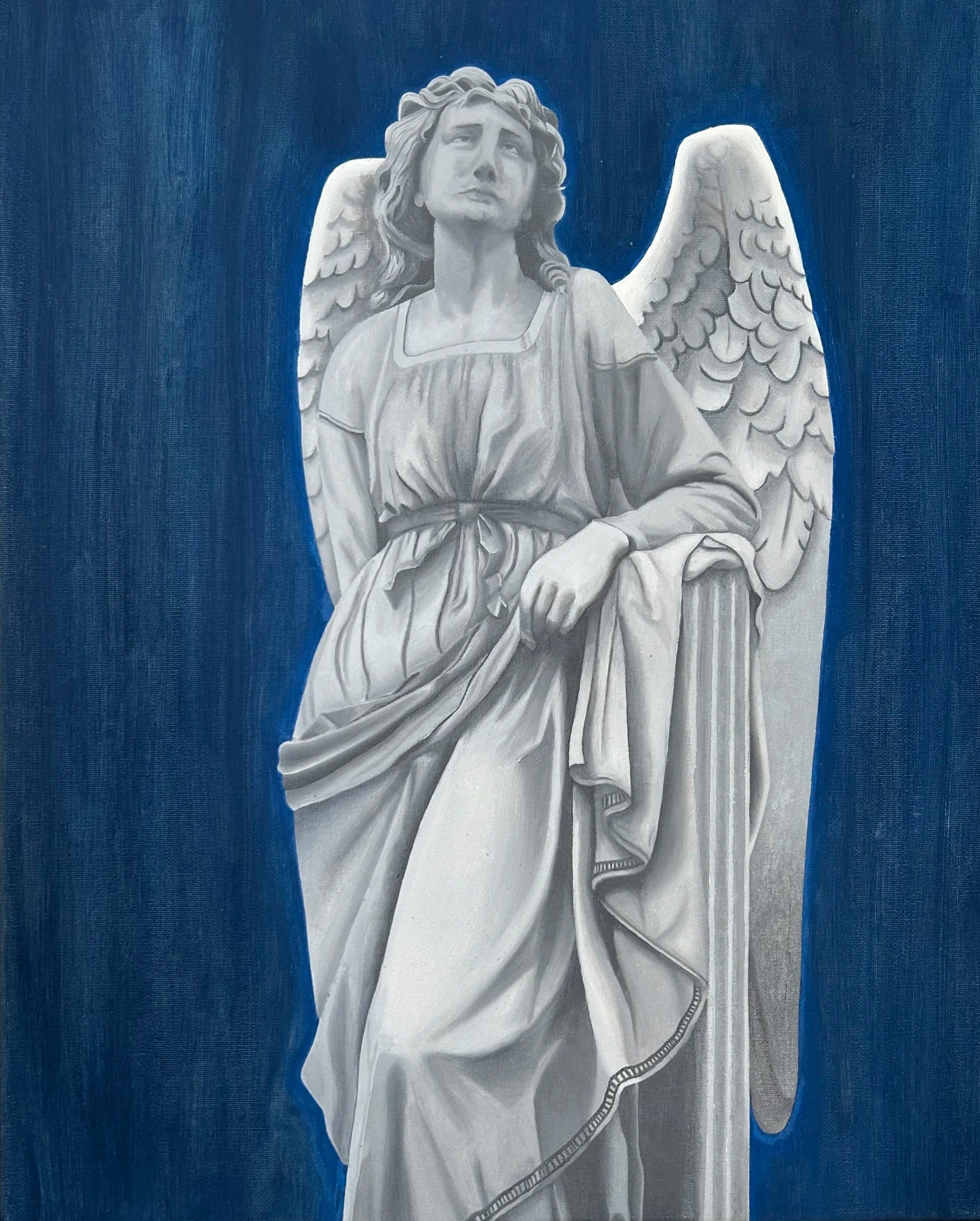 "Always an Angel, Never a God", 2022, oil paint, 16in x 20in