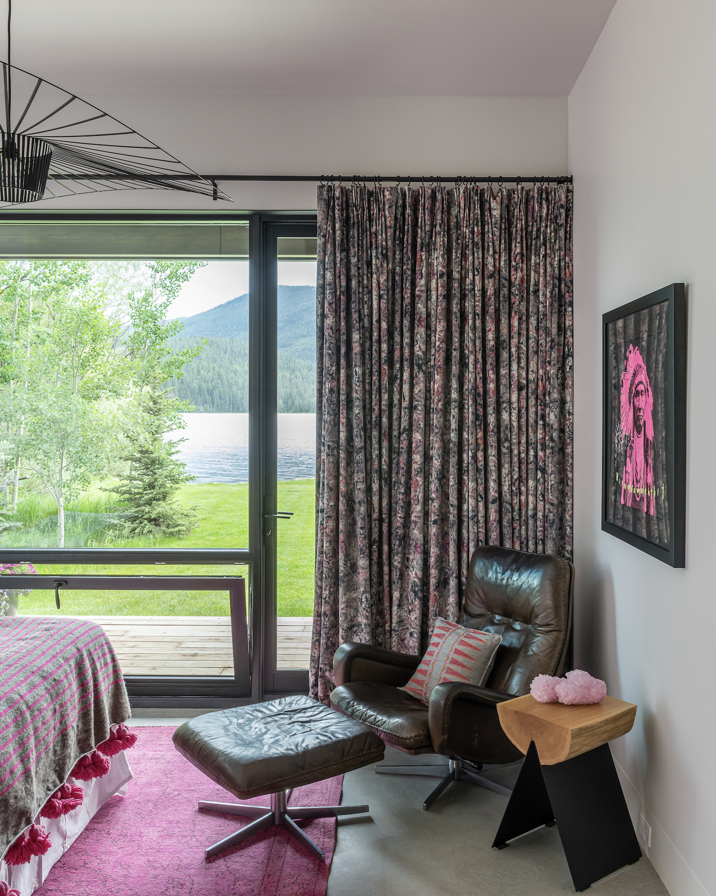 Bedroom seating with lake view