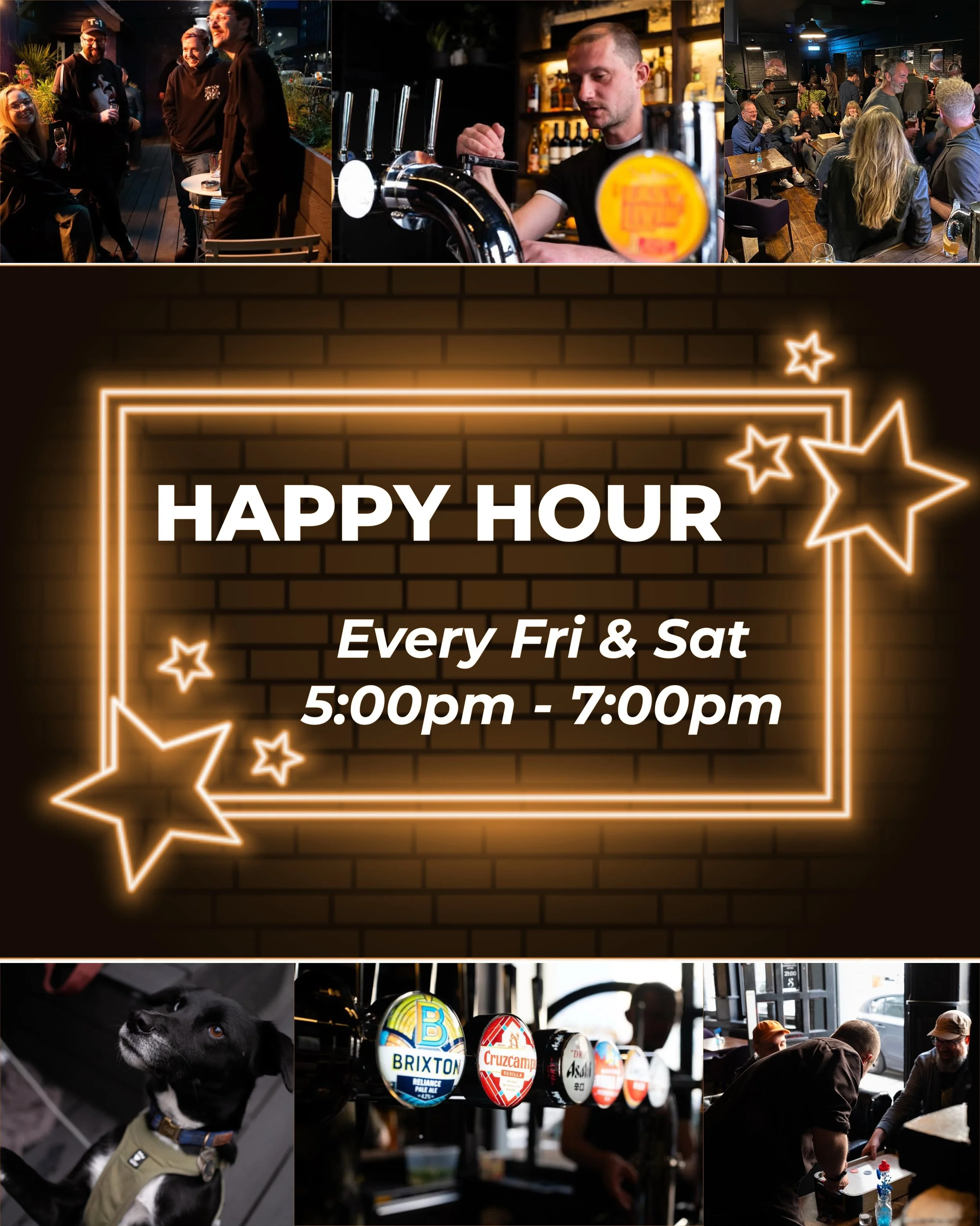 &pound;5 Pints at Stargazer Happy Hour 🍺

Every Friday and Saturday, from 5pm to 7pm, we offer up some tasty &pound;5 pints to celebrate the weekend! Choose from&hellip;

🇪🇸 Cruzcampo
🇮🇪 Guinness
🇳🇱 Amstel
🏴󠁧󠁢󠁥󠁮󠁧󠁿 Aspall Cyder

&hellip;