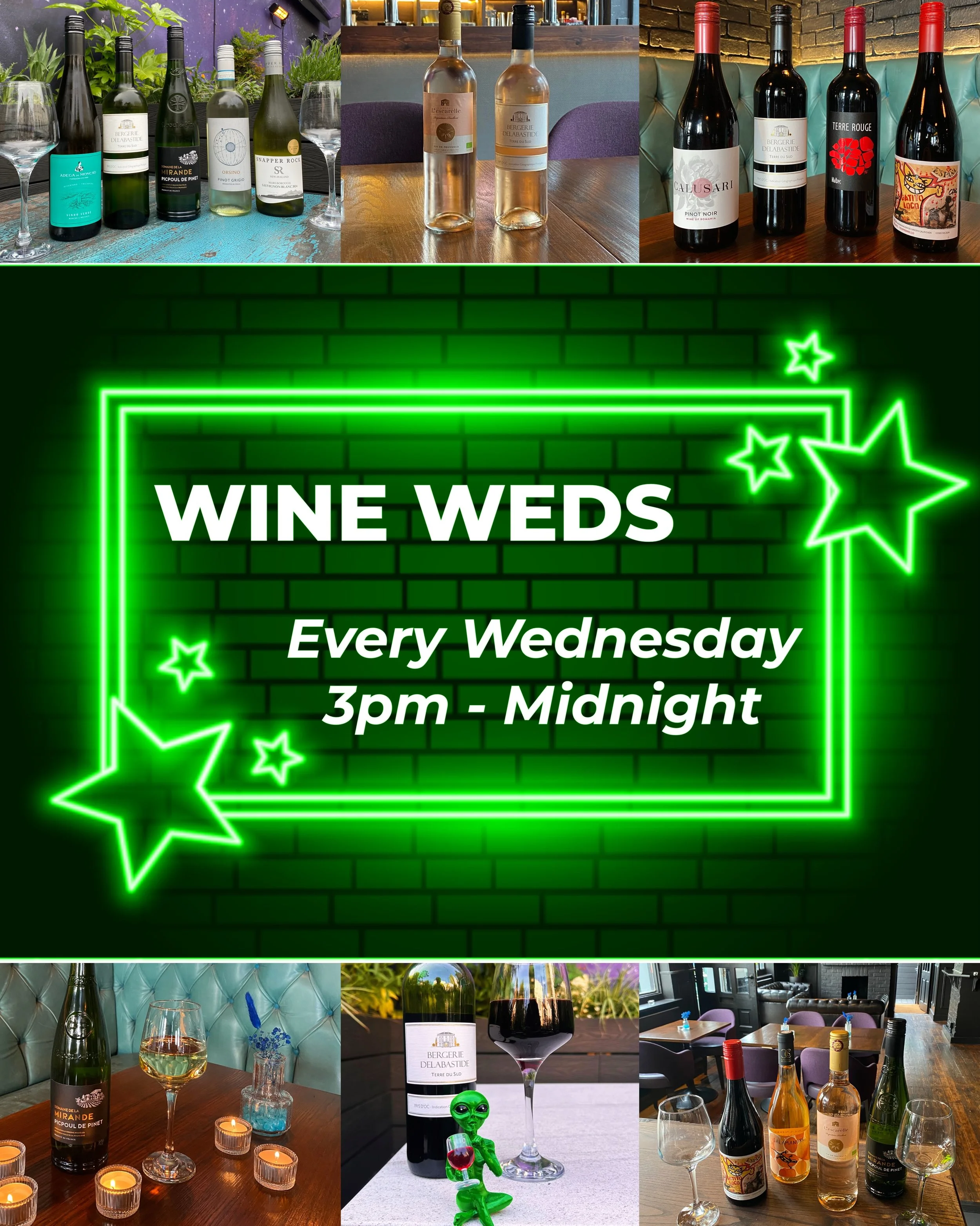 🍷 Wine Wednesday: Buy two large glasses of wine, get the rest of the bottle free. 

We&rsquo;re proud to stock a fantastic range of red, white, orange and ros&eacute; wines from local heroes @sevencellars 

All wines served by the glass are included