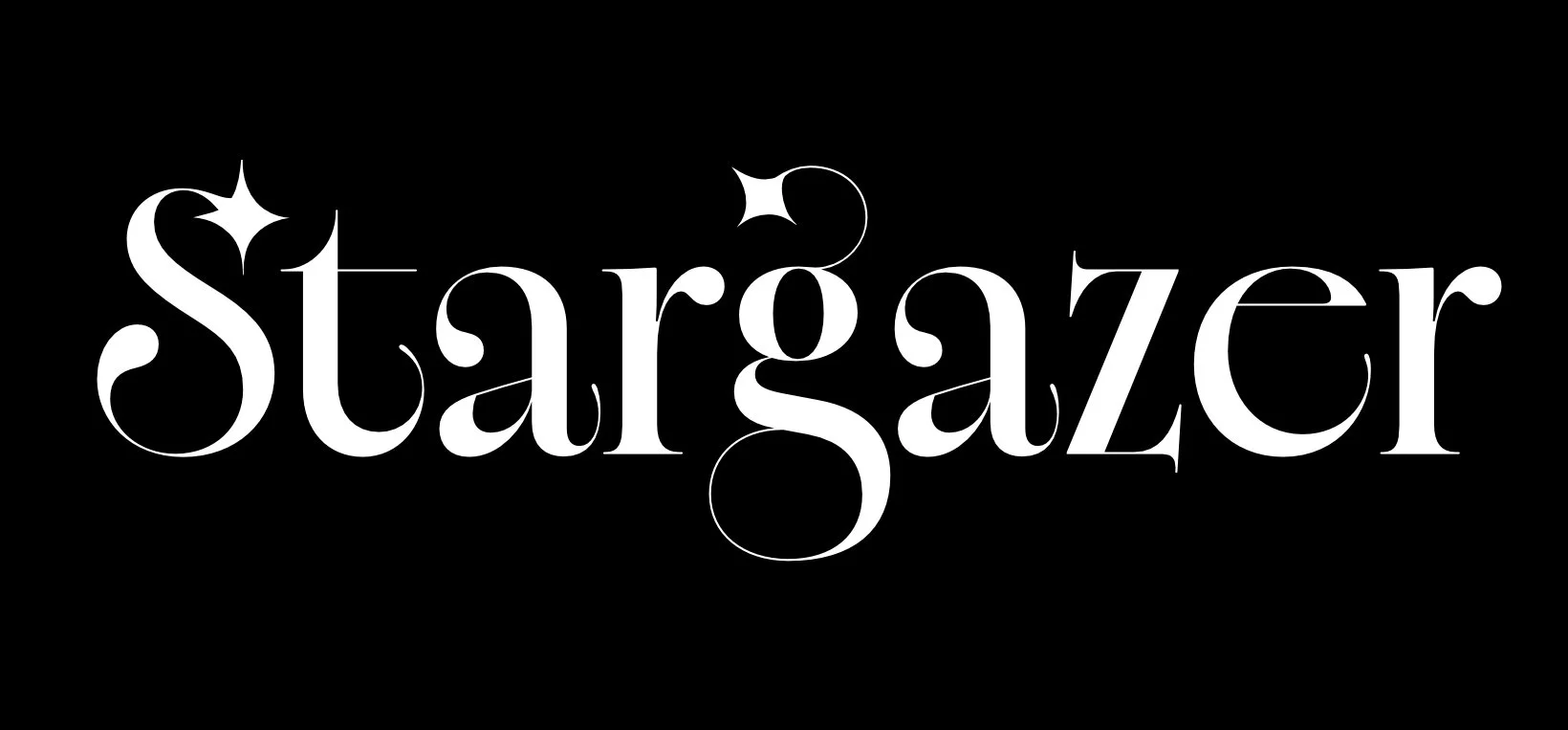 The word 'Stargazer' written in stylish white font on a black background.