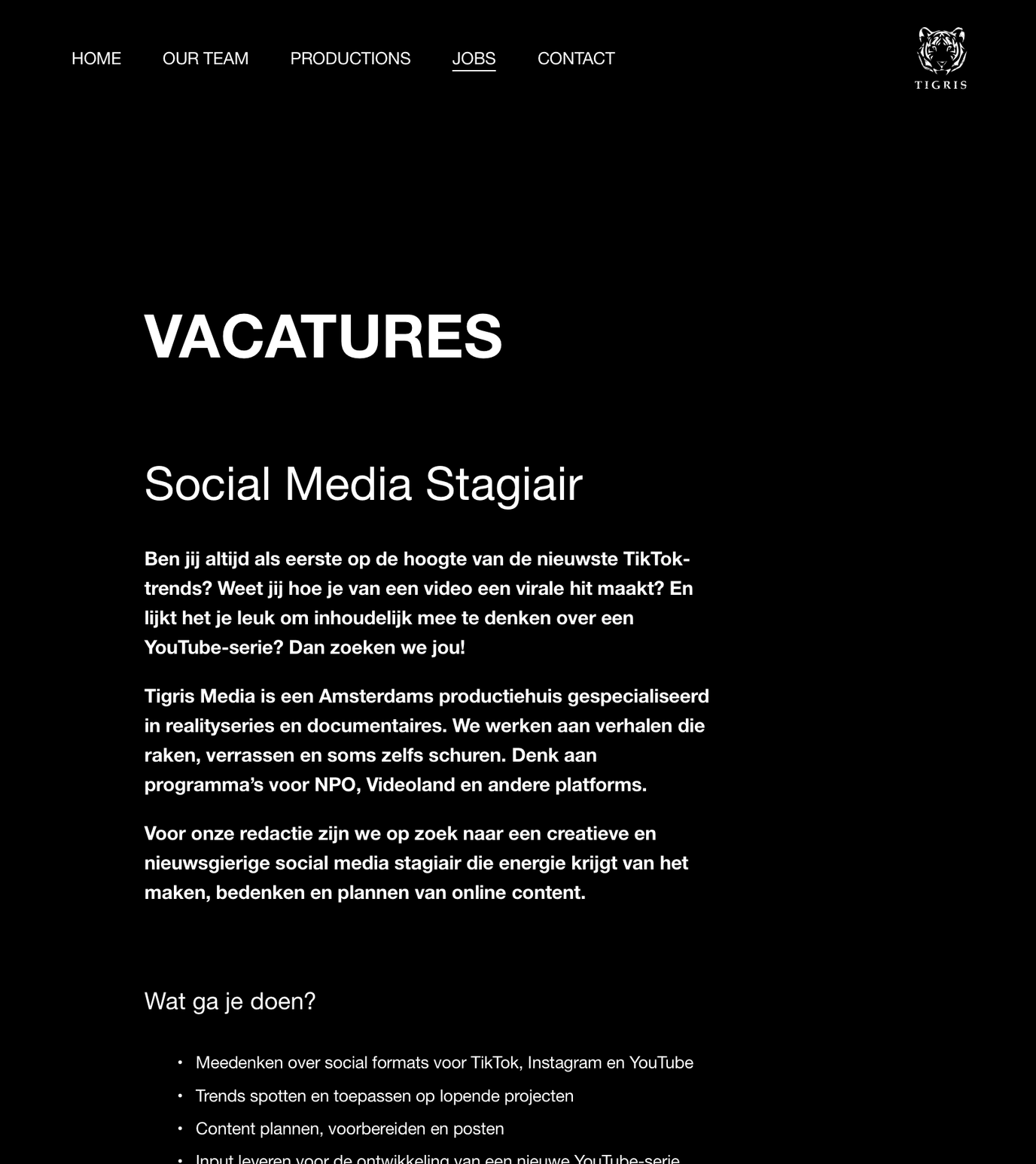 Vacatures pagina