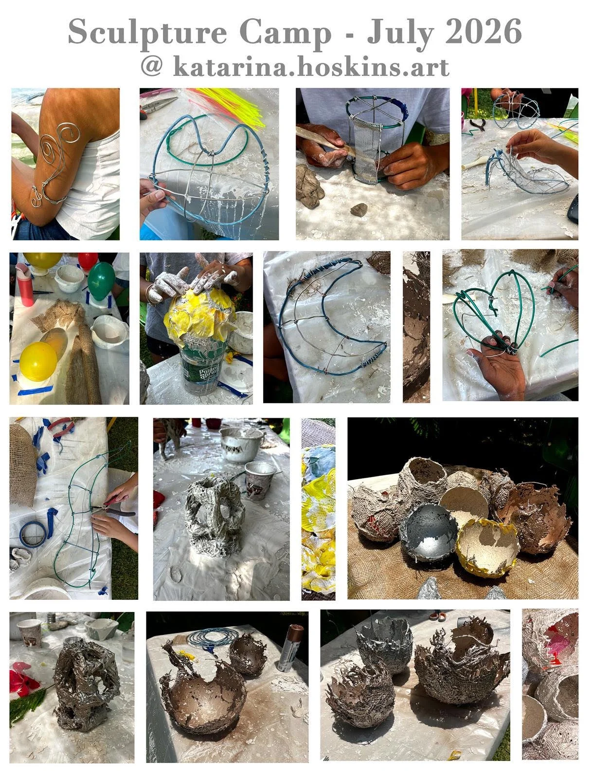 Wire armatures, plaster balloon forms and finished sculptural vessels