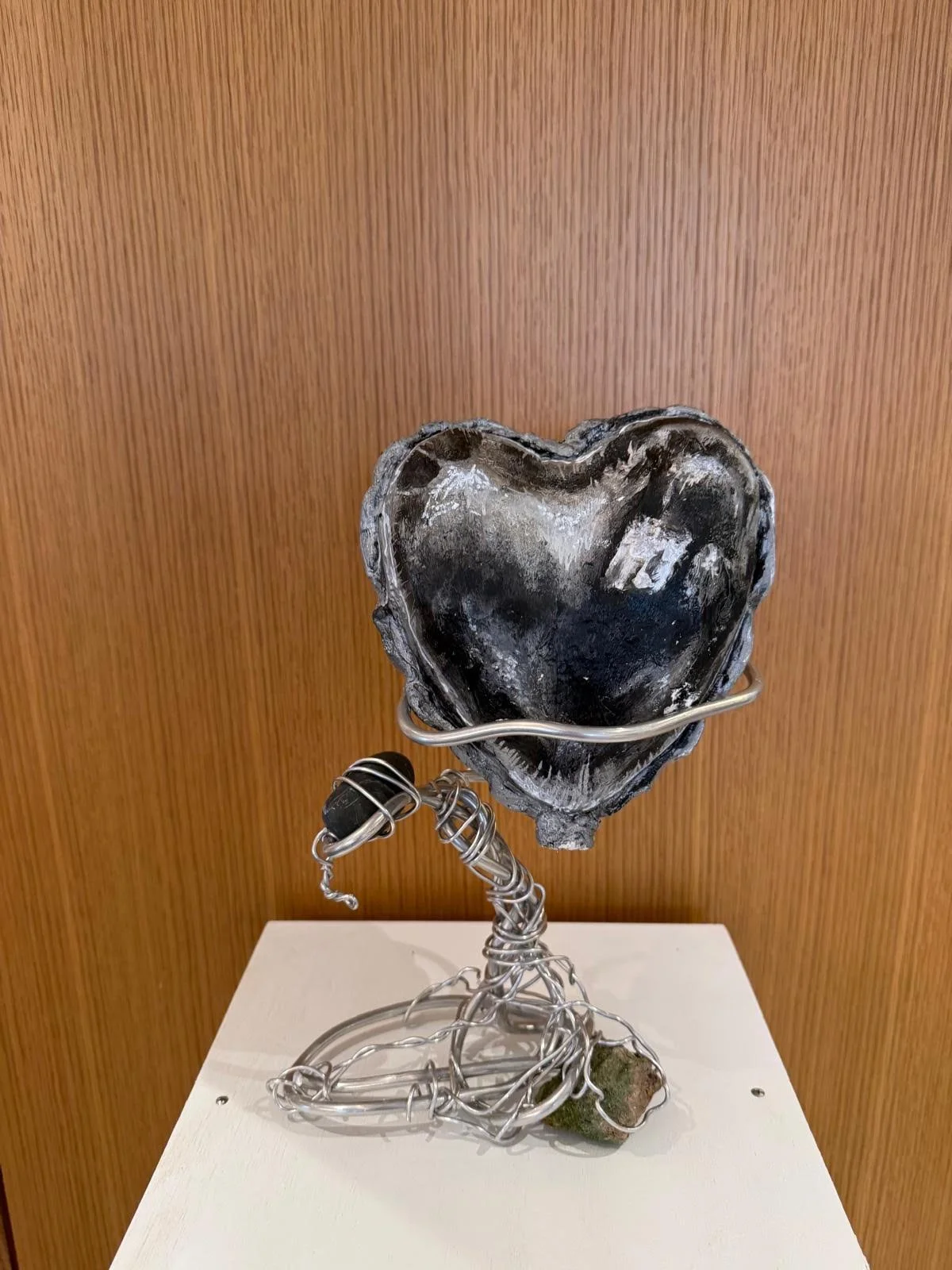 Plaster heart on wire armature