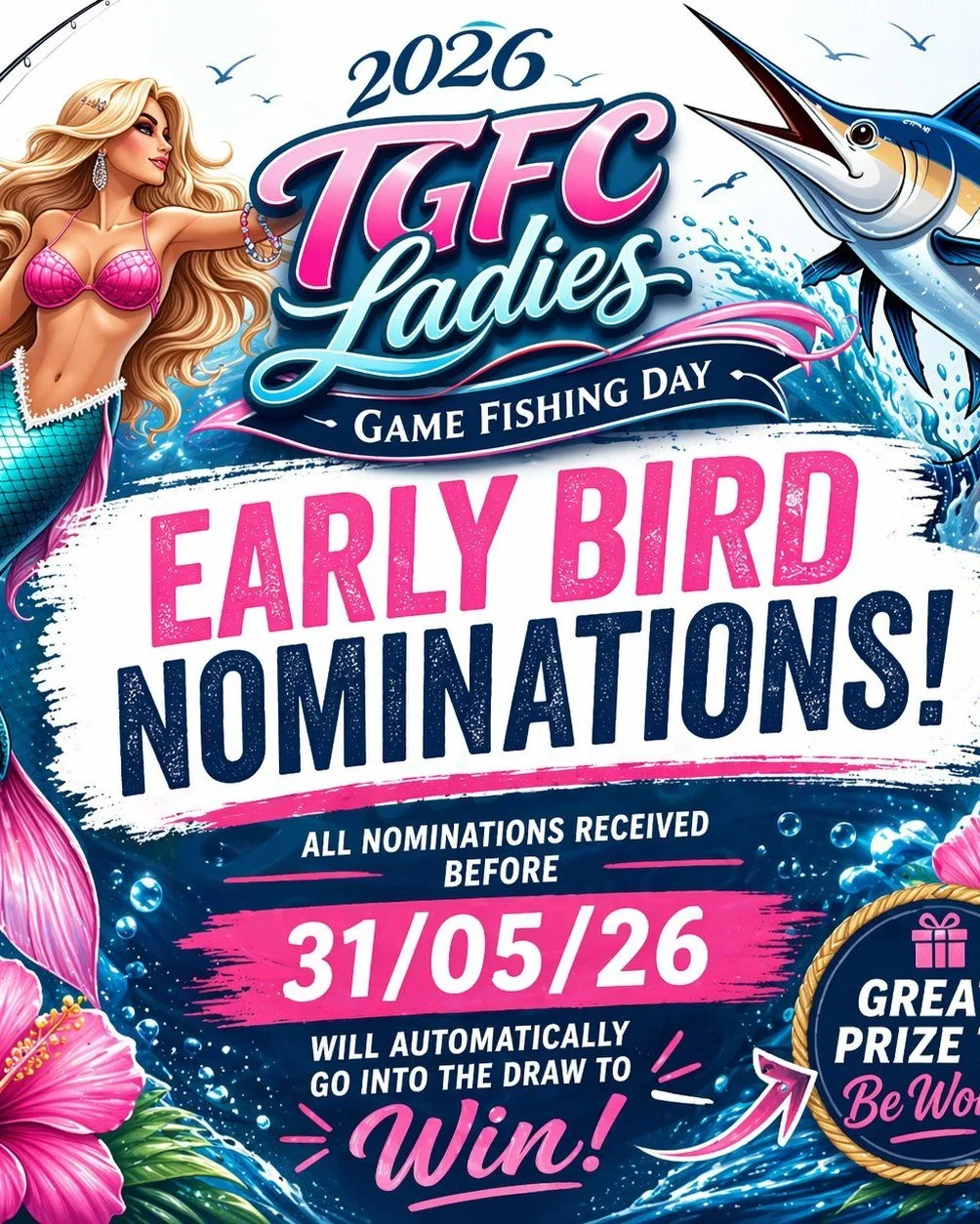 LADIES GAME FISHING DAY !! EARLY BIRD DRAW ENDS SOON &ndash; DON&rsquo;T MISS OUT! 🚨
The 2026 Ladies Game Fishing Day is shaping up to be an unforgettable weekend of fishing, fun, and friendship 💃🎣

If you&rsquo;ve been thinking about getting invo