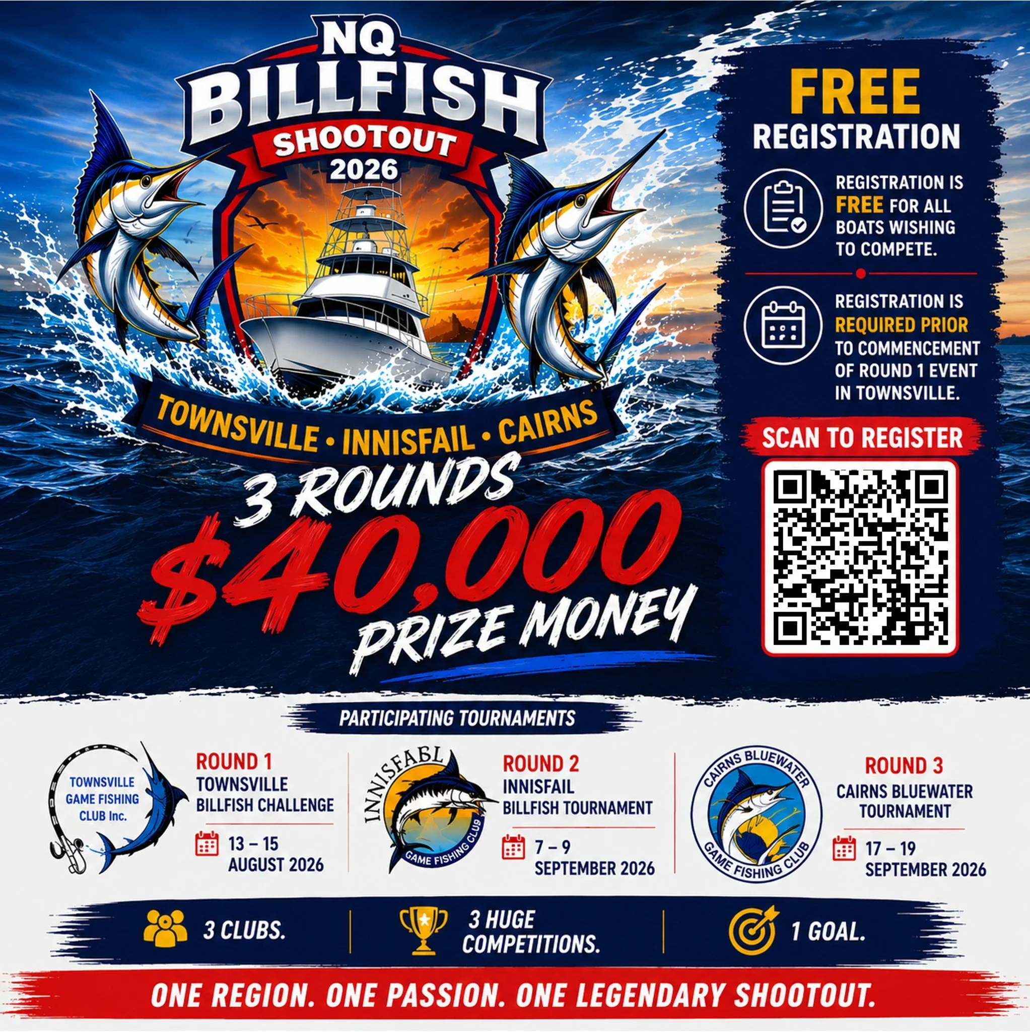 🔥🎣 THE NORTH IS READY&hellip; ARE YOU? 🎣🔥

Introducing the 2026 NQ BILLFISH SHOOTOUT!
An ultimate North Queensland series bringing together THREE iconic game fishing tournaments in one legendary competition.

🏆 3 Clubs
🏆 3 Huge Competitions
🏆 