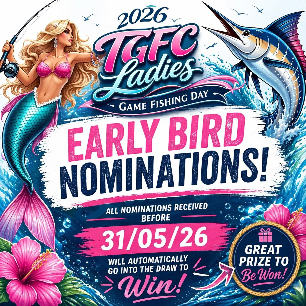 🚨 LAST CHANCE FOR EARLY BIRD ENTRY! 🚨

The countdown is on! 🐦🎣
We already have so many teams locked in for the 2026 TGFC Ladies Game Fishing Day and spots are filling fast! 💖

All nominations received by tonight will automatically go into the dr