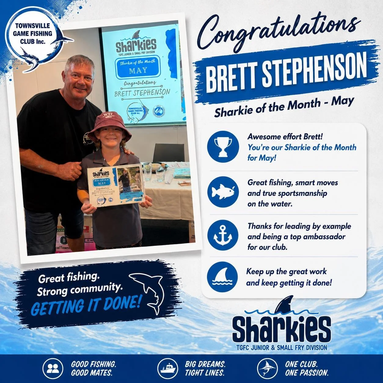 SHARKIE OF THE MONTH &ndash; MAY 🦈
Congratulations to Brett Stephenson on being named our Sharkie of the Month for May! 👏

Brett demonstrates everything that Sharkies is about &ndash; enthusiasm, sportsmanship, a willingness to learn, and encouragi
