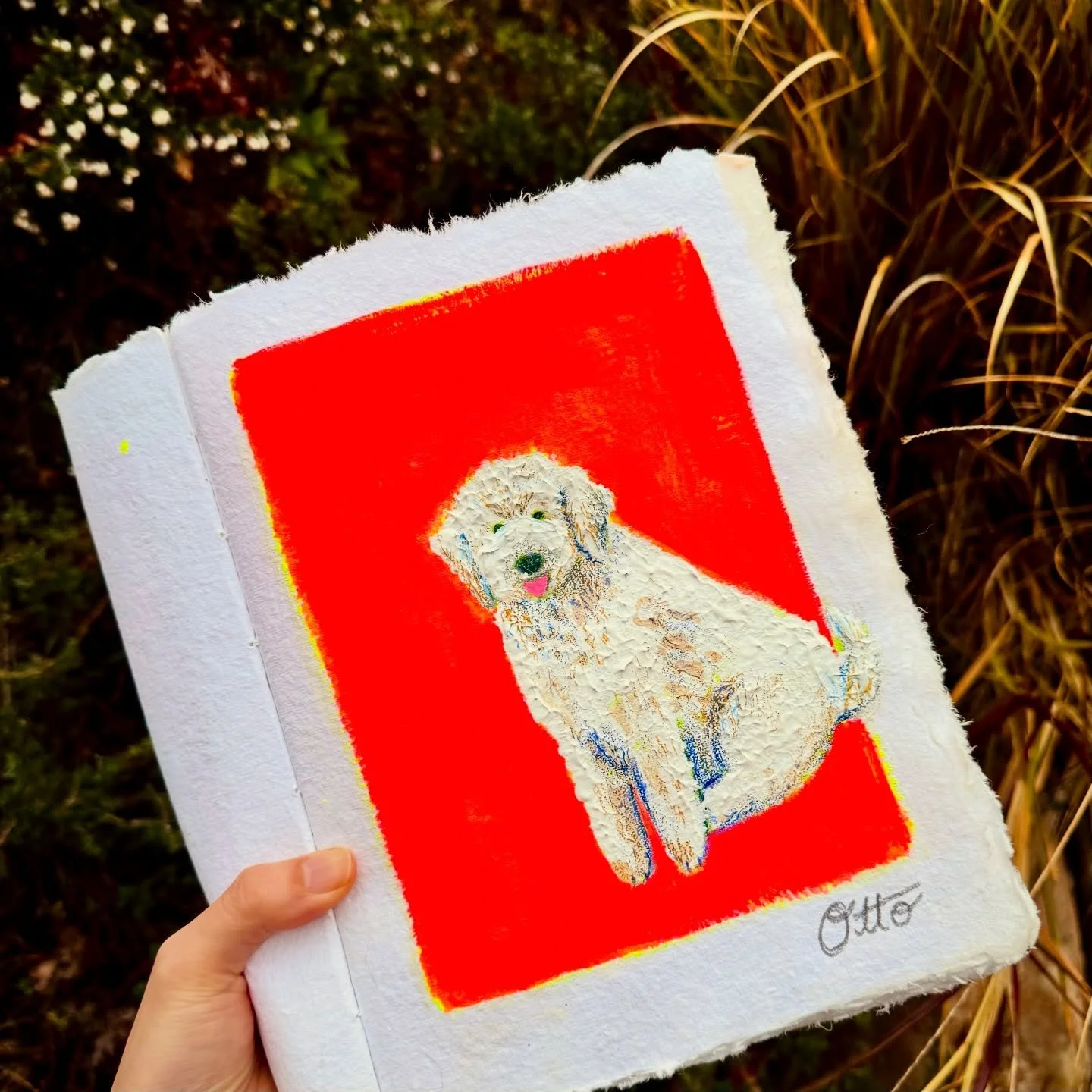 ❤️🐾 Meet Otto, a sweet doodle available for adoption through @californiadoodlerescues! 

(👩🏻&zwj;🎨His super cute floofy coat was so fun to paint 🎨!) 💖✨