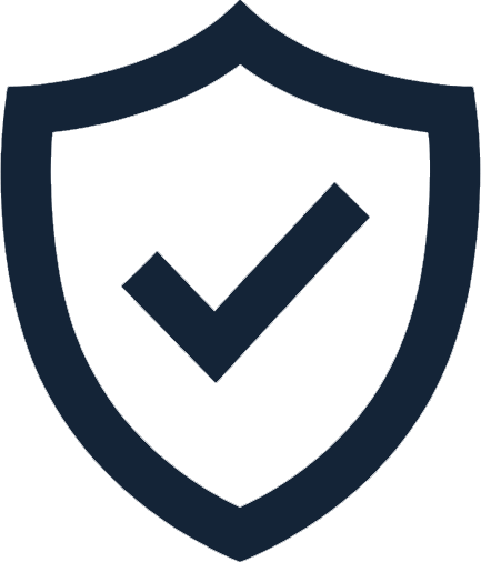Shield with a check mark in the center, symbolizing security or protection.