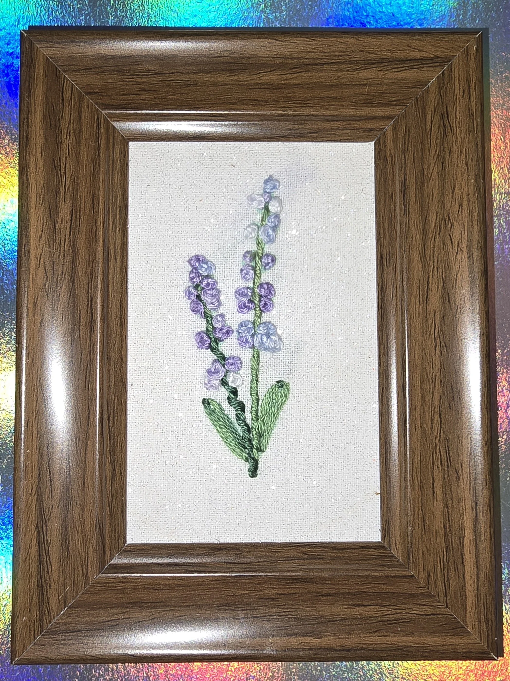 "Lavender Sprigs" Hand-Embroidered Decor