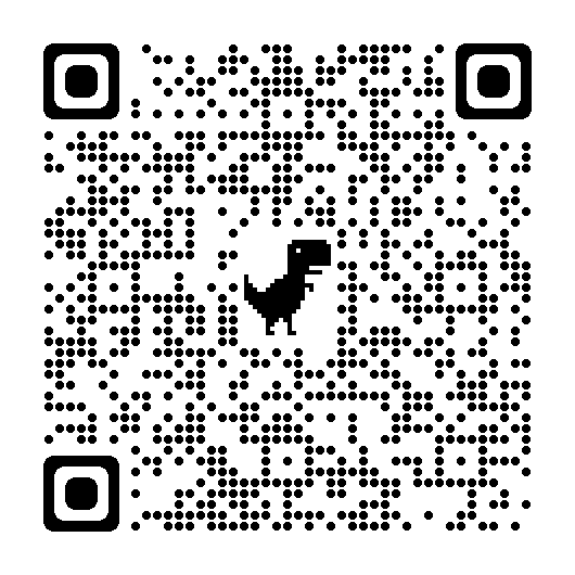 QR code with a black silhouette of a dog in the center.