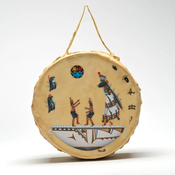 Decorative Zuni Painted Drum by Patrick Sanchez.