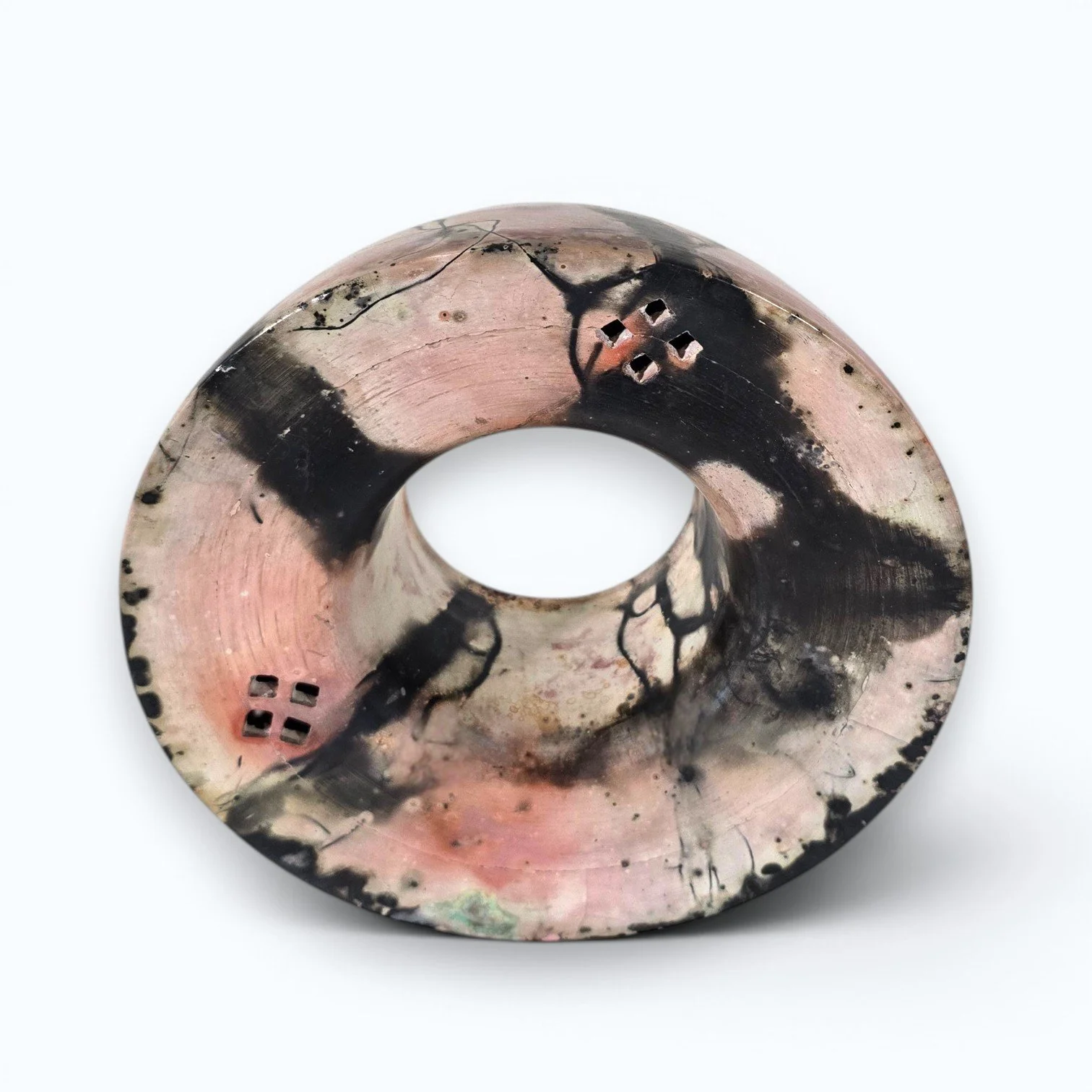 Rose and Black - Saggar-Fired Ring Form