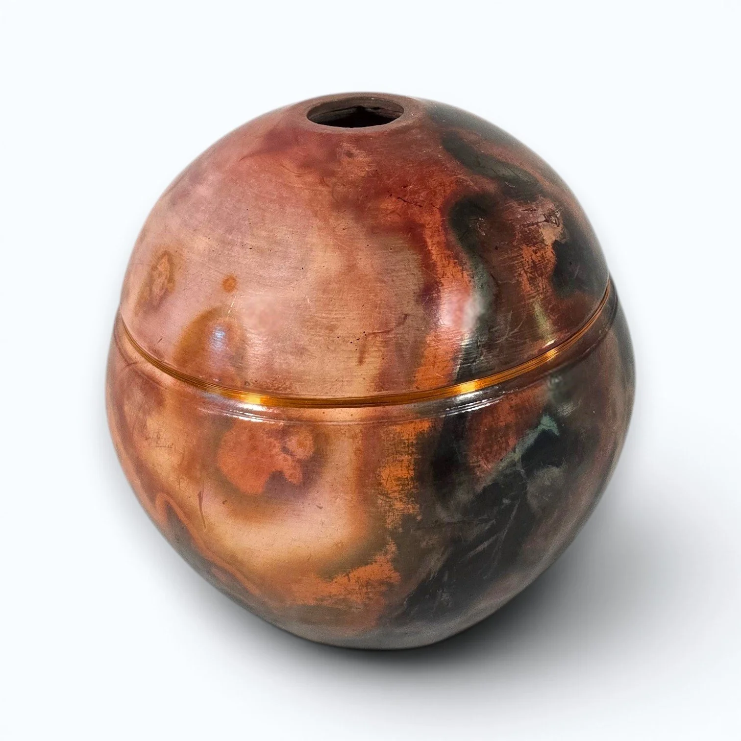 Copper and Amber Fire - Saggar-Fired Vessel