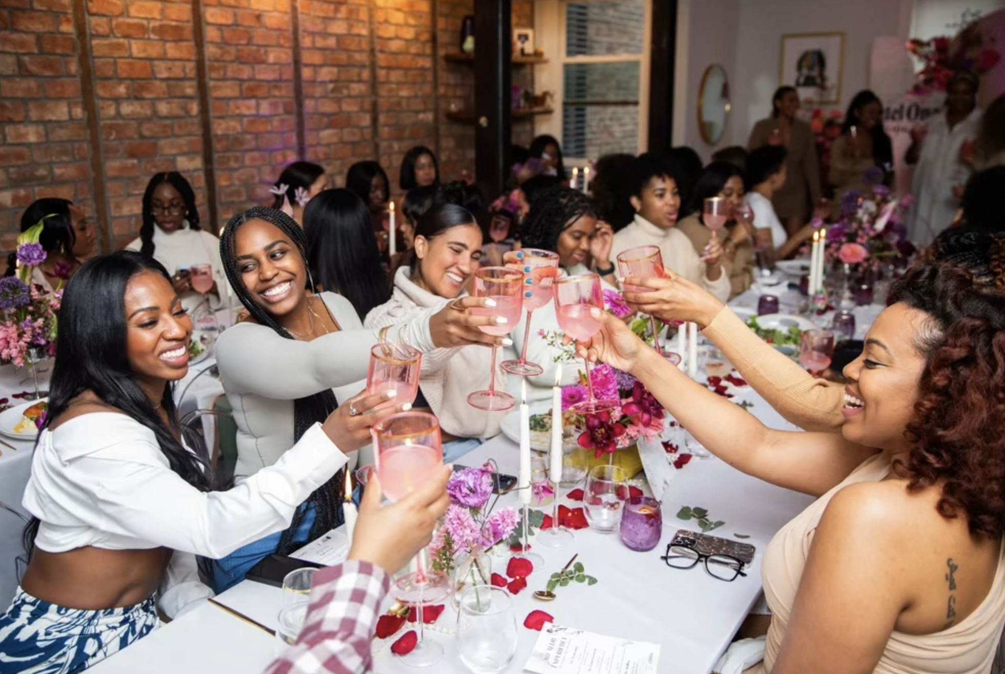 Women having a time at NYC brunch