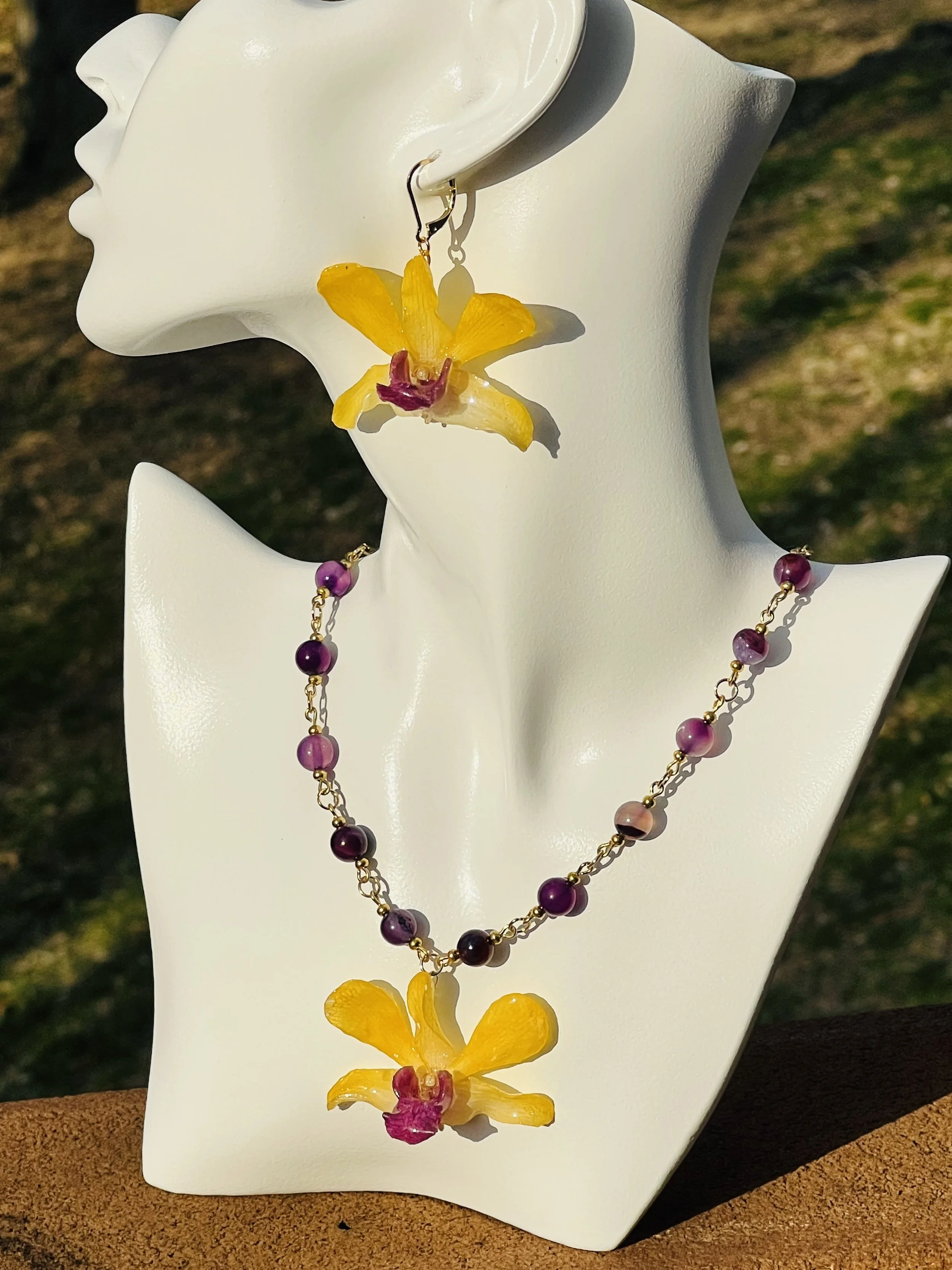 Golden Orchid Necklace Set