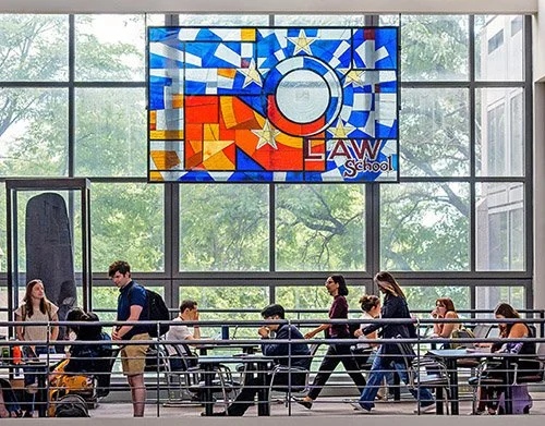 Law students on the 2nd floor of Levy Mayer Hall 