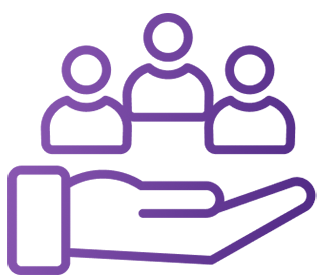 icon - hand holding three people