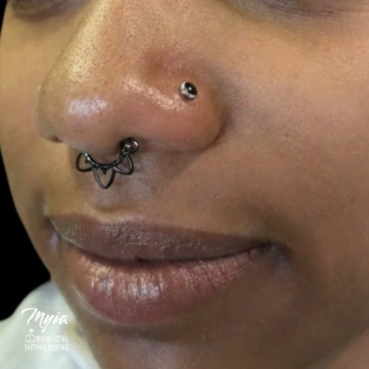 #septum &amp; #nostril jewelry change

Myia @_prettypiercer 

✨️ 
✨️ 
#WilmingtonTattooAndPiercing #WilmingtonNC #WilmingtonNCPiercing #WilmingtonPiercing #NCPiercer #910Piercing #CapeFearPiercing #BodyPiercing #ProfessionalPiercer #EarPiercing #Nose