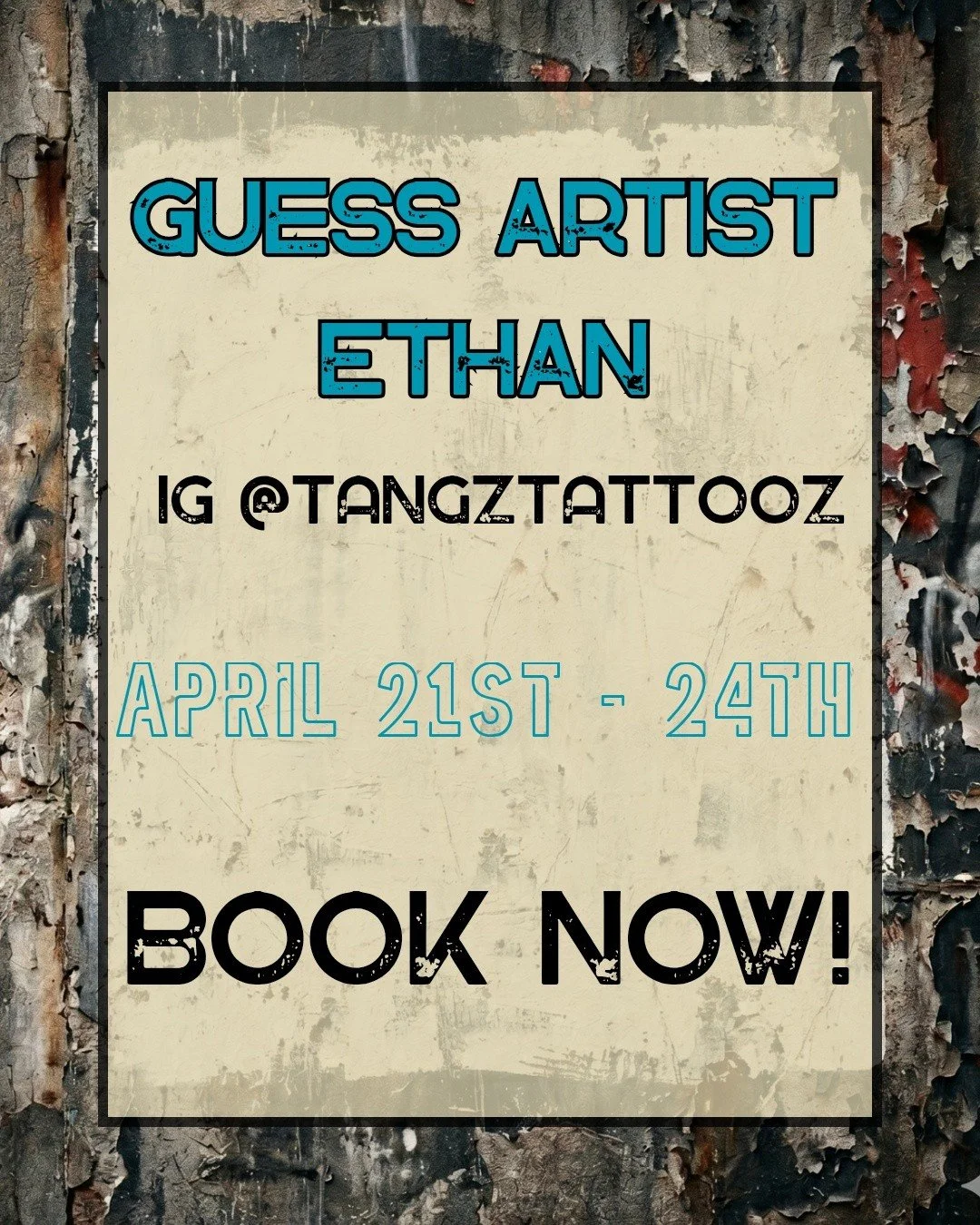 GUEST ARTIST ALERT! 🎨

​We are stoked to have Ethan  at the shop from April 21st &ndash; 24th! Ethan brings a killer style you won't want to miss. Spots are limited and filling up fast, so grab yours while you can!

​📅 When: April 21 &ndash; 24

🔗