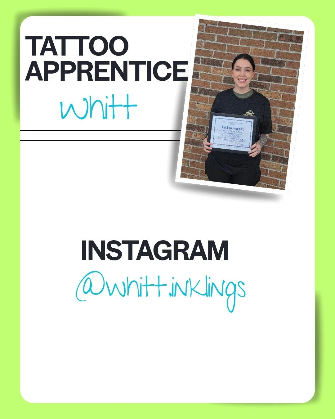 Our apprentice has #Instagram!! Be sure to give her a follow.

@whitt.inklings 

Also, don't forget about her flash. You can reach out to her personally or message the page to book your spots !

Thanks ☺️
