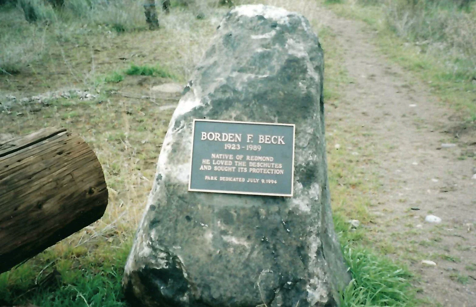 Plaque honoring my dad at the Deschutes River preserve