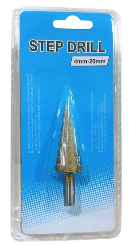 Mecha Escalonada de Acero HSS - 4mm a 20mm con Recubrimiento de Titanio.