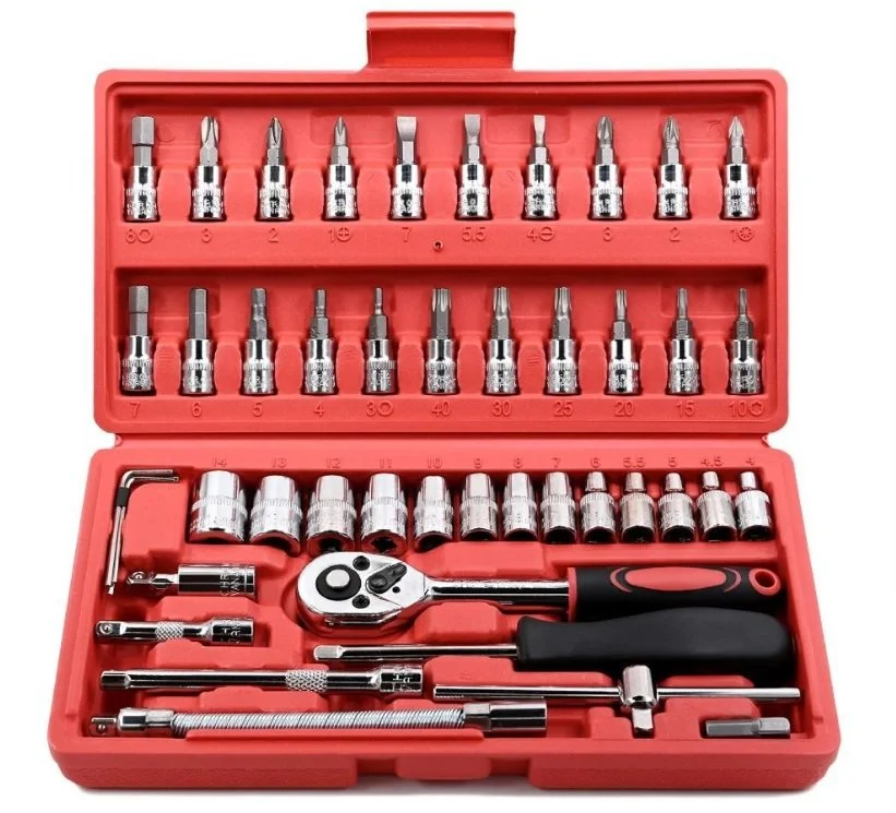 Set de Llaves Tubo y Puntas de 46 Piezas - Maletín Rígido con Llave Crique.